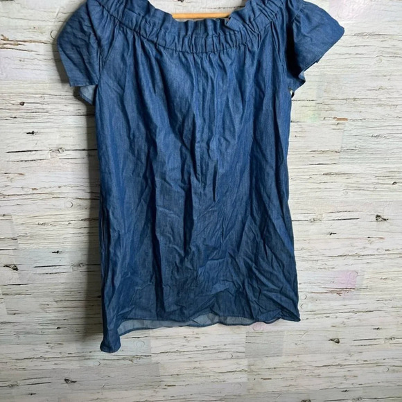 Corey Lynn calter Anthropologie denim  jean dress off the shoulder size small - Picture 5 of 8